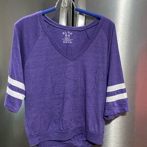 Purple Women’s Quarter Sleeve Striped Shirt